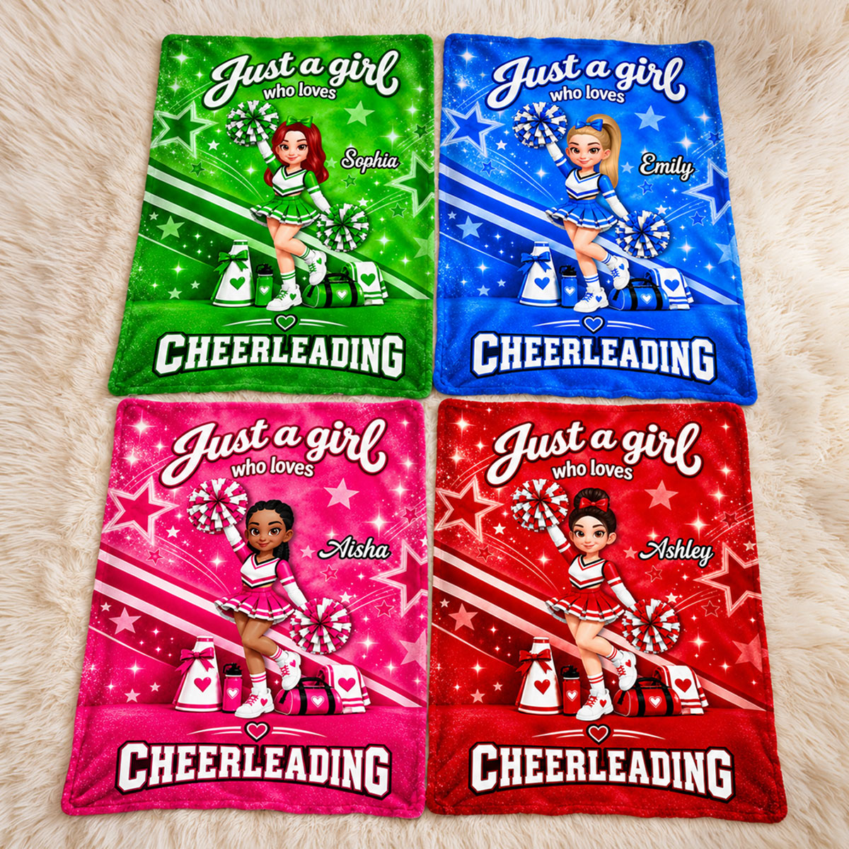 Just A Girl Who Loves Cheerleading - Personalized Fleece Blanket - Christmas Gift For Cheerleaders, Daughter, Granddaughter
