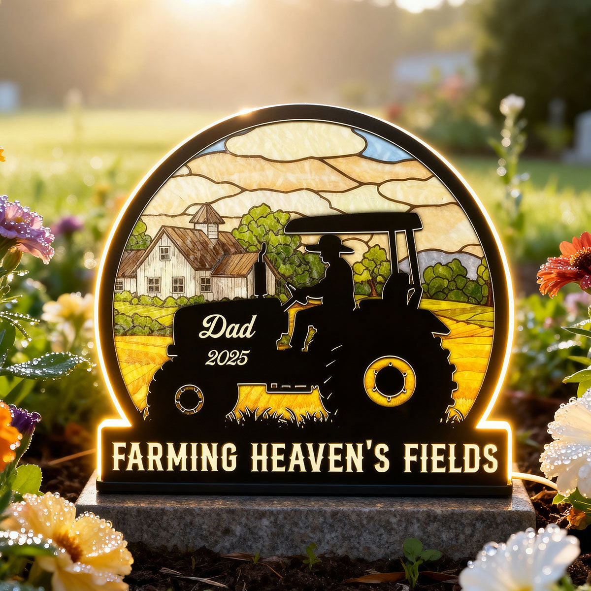 Farming In Heaven Memorial - Personalized Light Box - Memorial Keepsake For Family