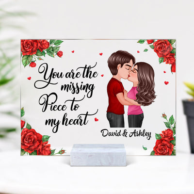 Roses Doll Couple Kissing You Are The Missing Piece Gift For Him For Her Personalized Acrylic Plaque