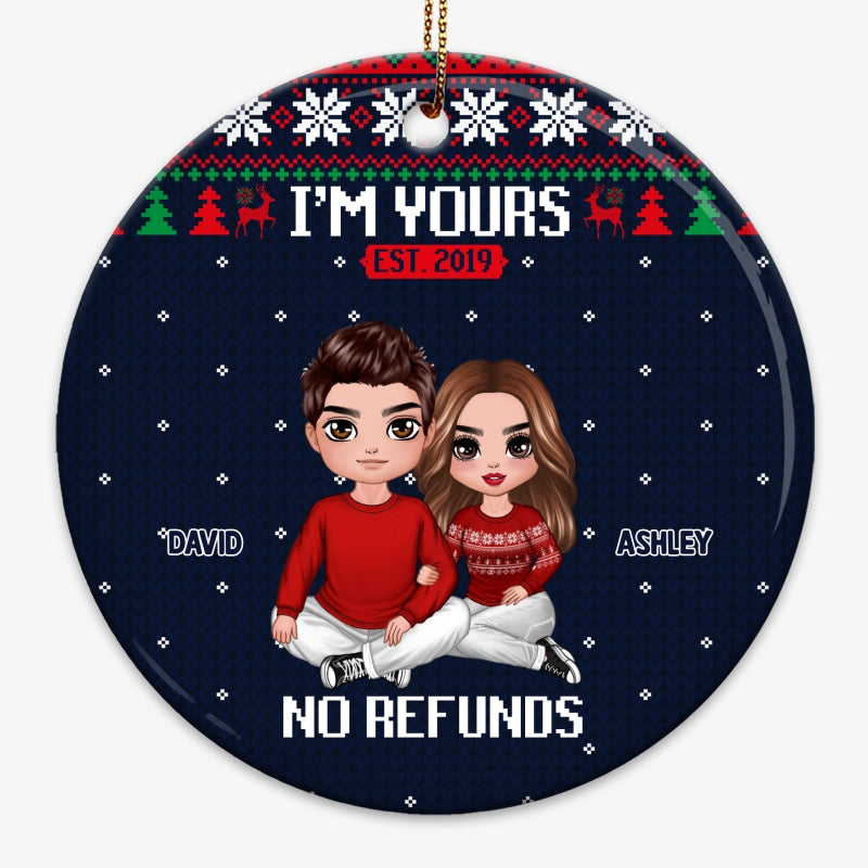 I‘m Yours Doll Couple Ugly Sweater Pattern Personalized Circle Ornament