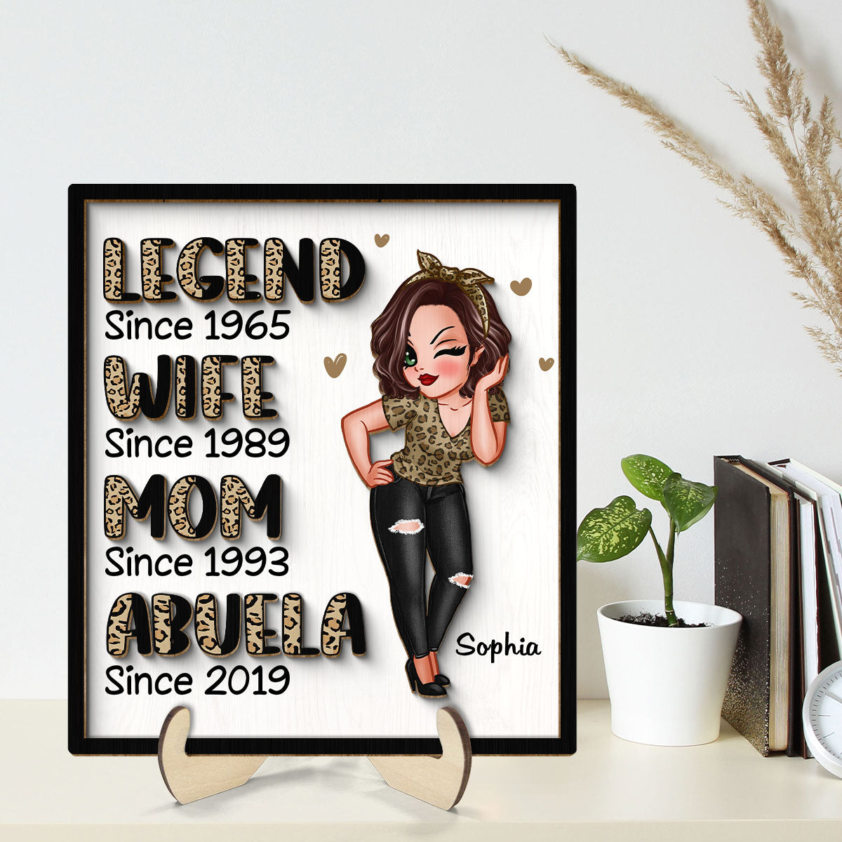 Legend Wife Mom Grandma Personalized 2-Layer Wooden Plaque