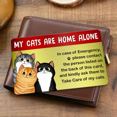 Emergency Card My Cat Is Home Alone Personalized Metal Wallet Card