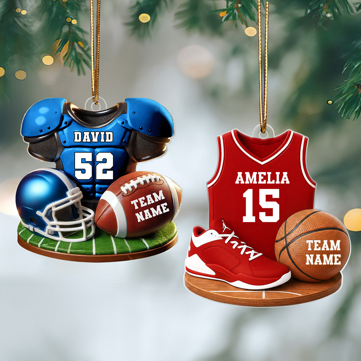 Custom Sports Keepsake - Personalized 3D Sport Acrylic Ornament - Christmas Gift for Son, Daughter, Grandson, Granddaughter
