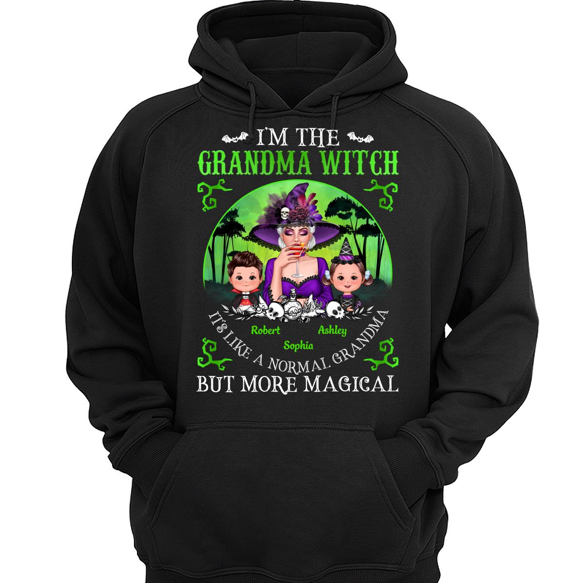 Grandma Mom Witch Neon Green Moon Halloween Personalized Shirt
