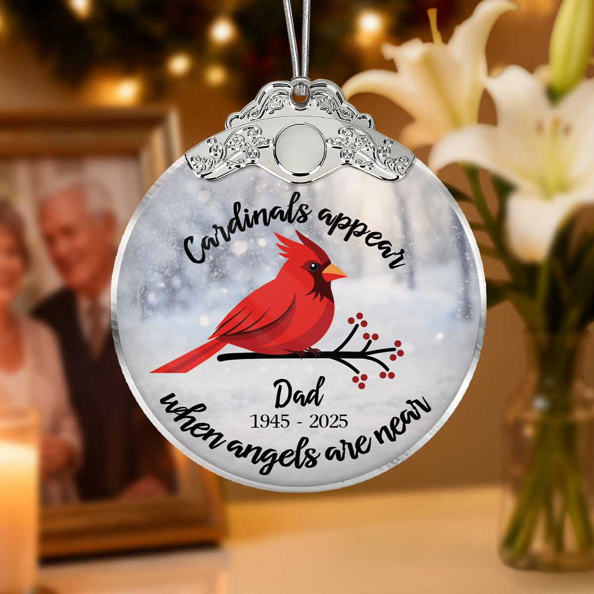 Cardinal Gentle Reminder From Heaven - Personalized Glass Ornament With Silver Cap - Christmas Memorial Keepsake For Family