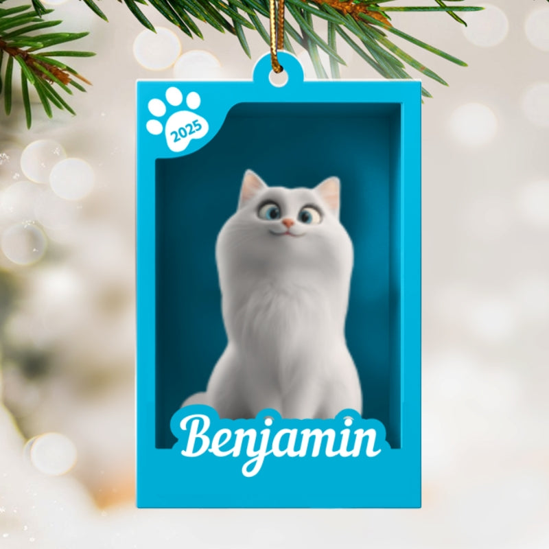 Cute Pet In Toy Box - Personalized Acrylic Ornament - Christmas Gift For Dog Cat Lovers
