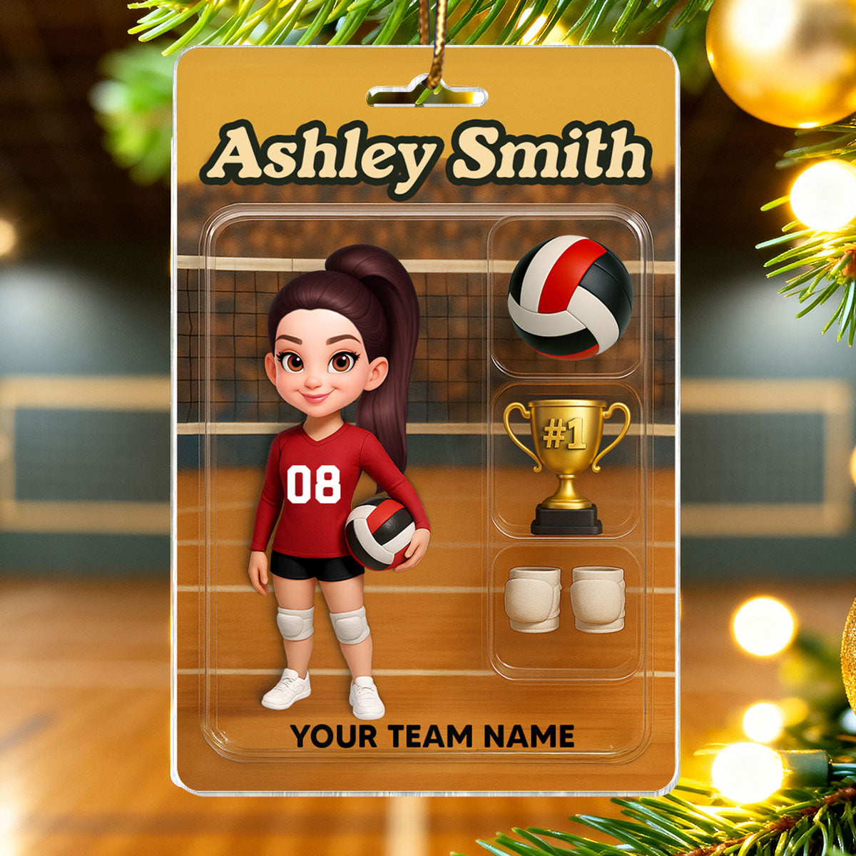 3D Effect Volleyball Player Custom Figure - Personalized Acrylic Ornament - Christmas Gift For Volleyball Players