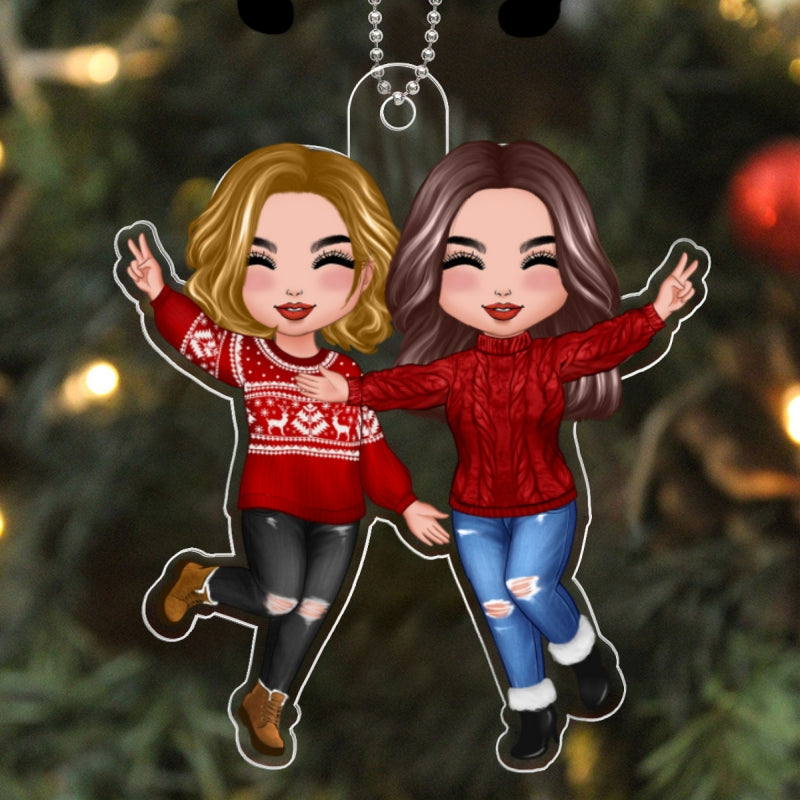 Happy Doll Besties Sisters Christmas Gift For Best Friends Personalized Acrylic Ornament