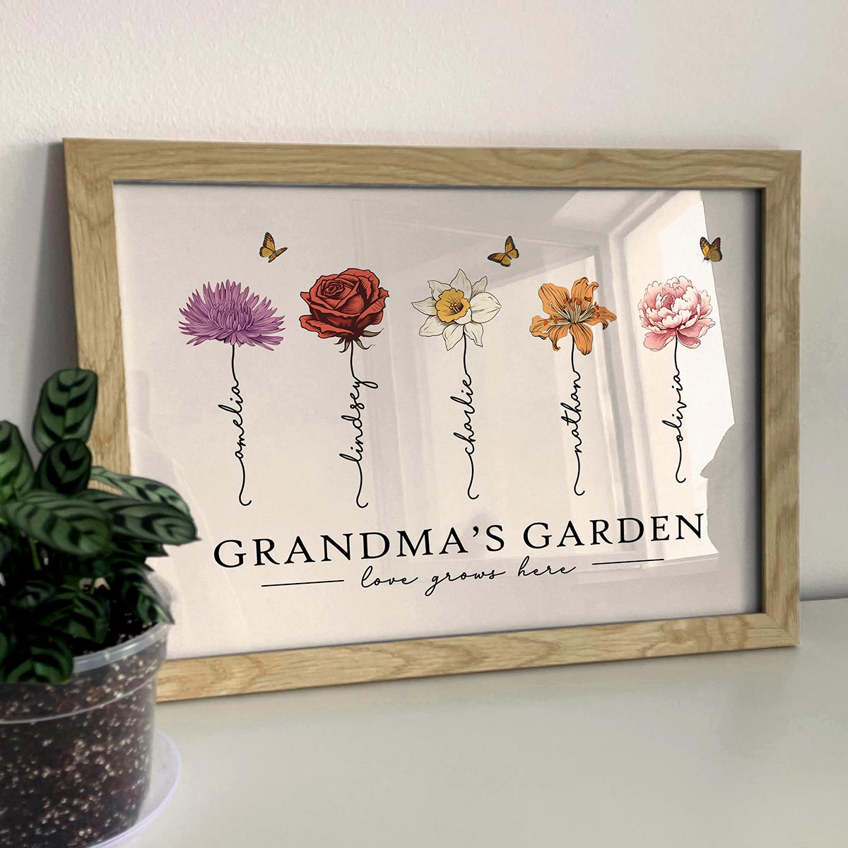 Grandma‘s Garden Love Grows Here Beautiful Birth Month Flowers - Personalized Poster