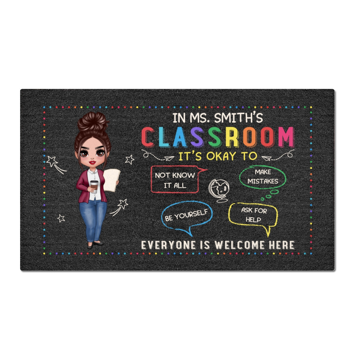 In Teacher Classroom It‘s Okay Everyone Is Welcome Here Personalized Doormat