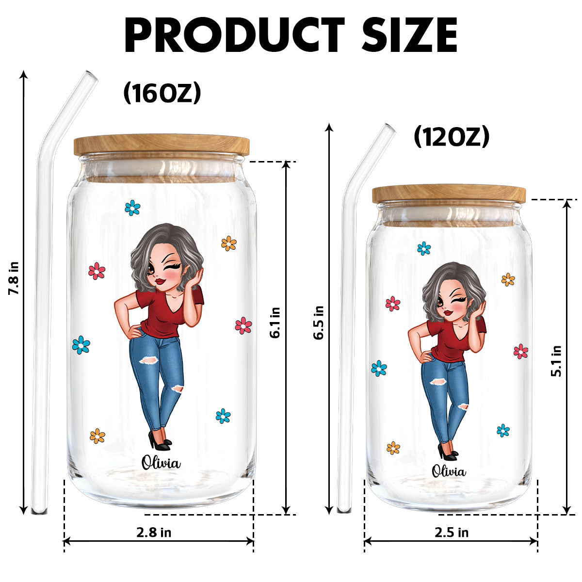 First Mom Now Grandma Personalized Clear Glass Can