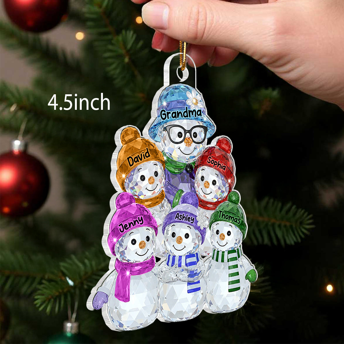 Grandma Hugging Grandkids Pattern Crystal - Personalized Acrylic Ornament - Heartwarming Christmas Gift For Grandma, Family