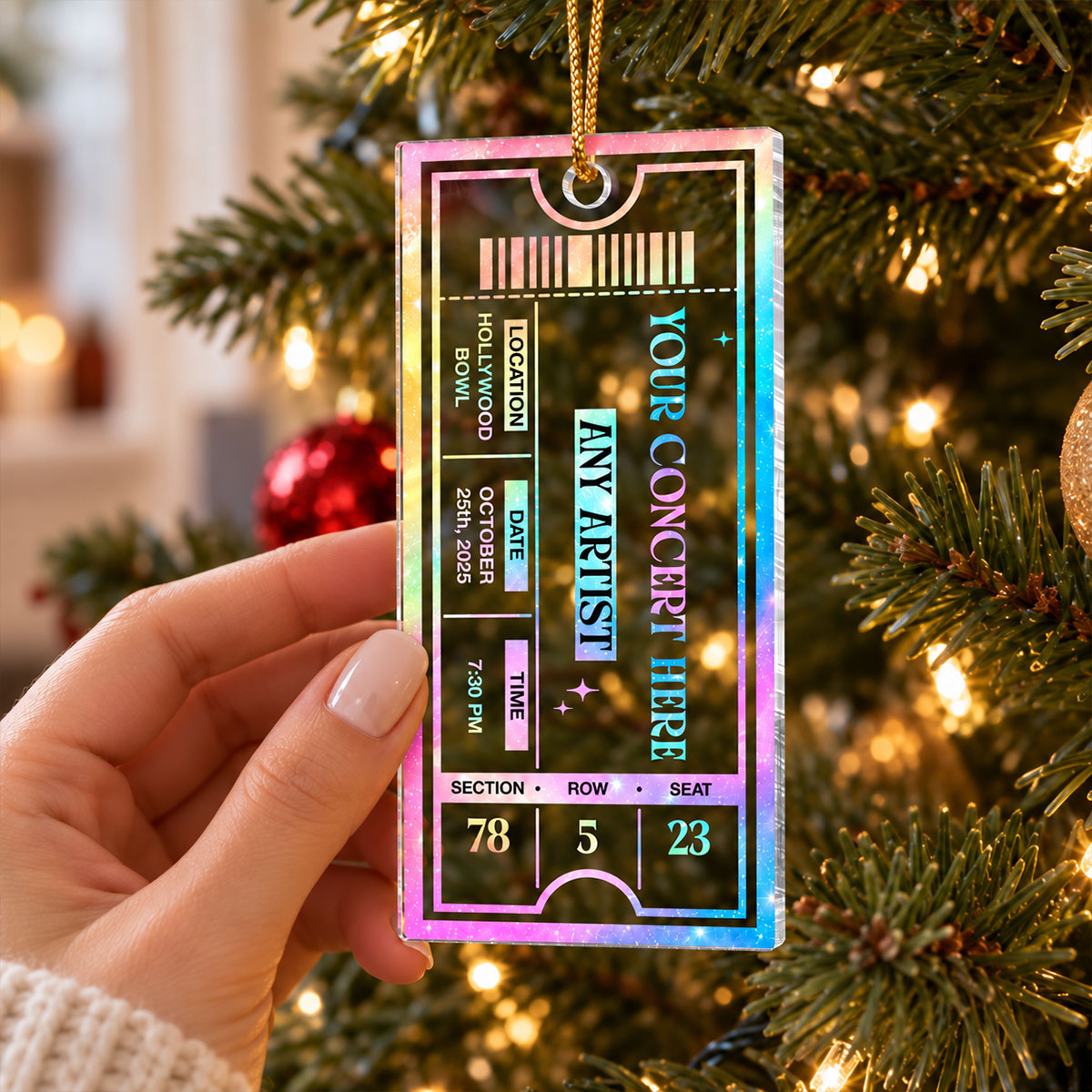 Concert Ticket - Personalized Acrylic Ornament - Music Keepsake, Gift for Couple or Friend