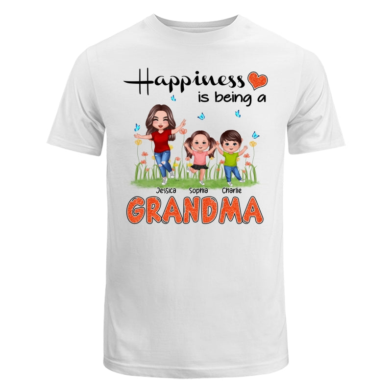Happiness Is Being A Grandma Happy Grandma & Grandkids Personalized Shirt