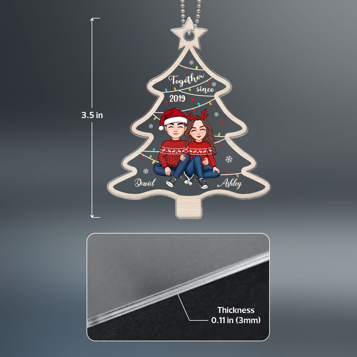Couple Together Since Christmas Tree Shaped Personalized Acrylic Ornament