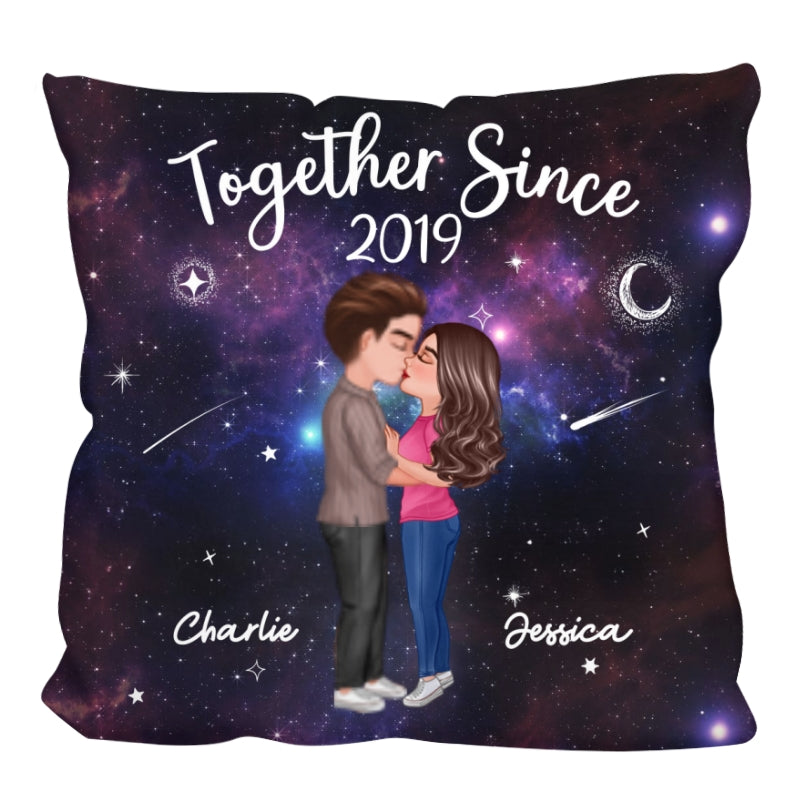 Doll Couple Kissing In Galaxy Night Personalized Pillow