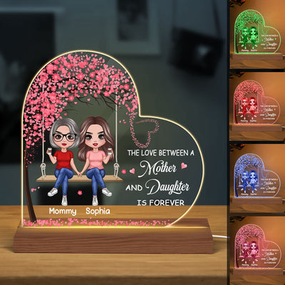 Mother Daughter Sitting On Swing Personalized Acrylic LED Night Light