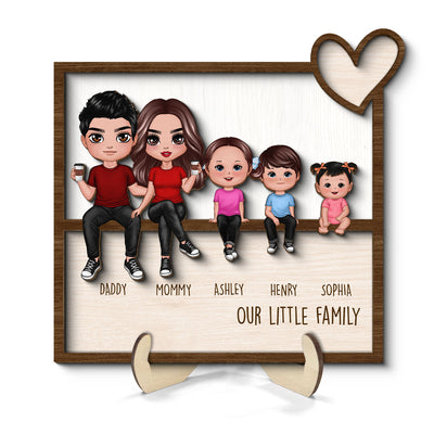 Family Sitting Together Home Decor Personalized 2-Layer Wooden Plaque