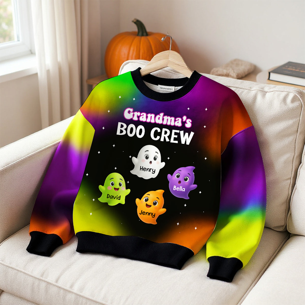 Grandma Mom Boo Crew Personalized 3D Sweatshirt, Halloween Gift for Grandma