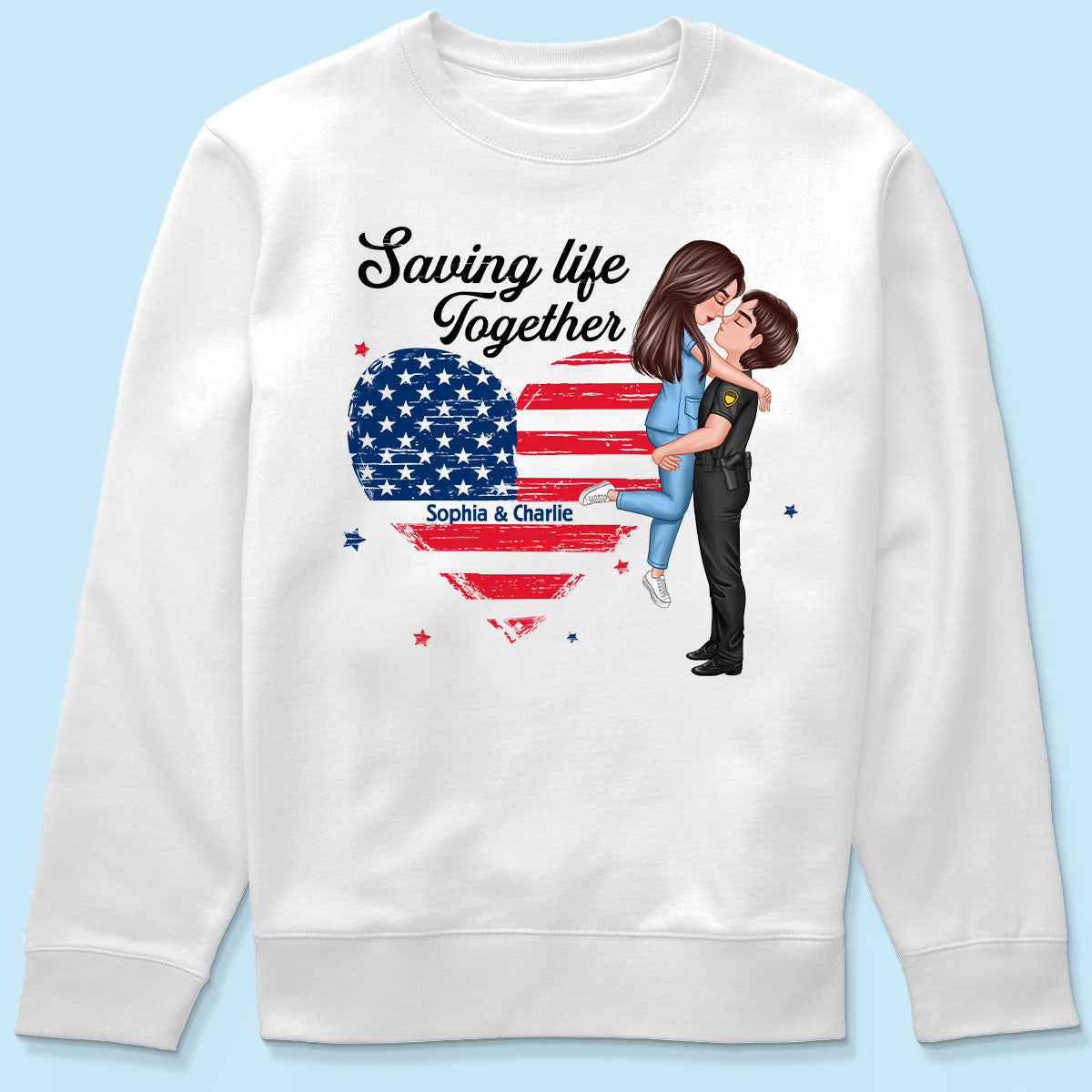 You & Me We Got This Hero Couple Hugging Kissing Nation Flag Heart Personalized Shirt, Gift by Occupation, Anniversary Gift For Him For Her