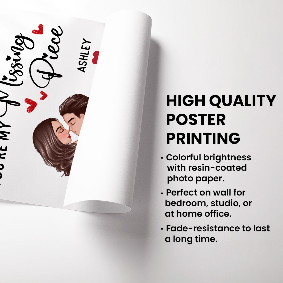 Couple Missing Piece Red Heart Valentine‘s Day Gift Personalized Poster