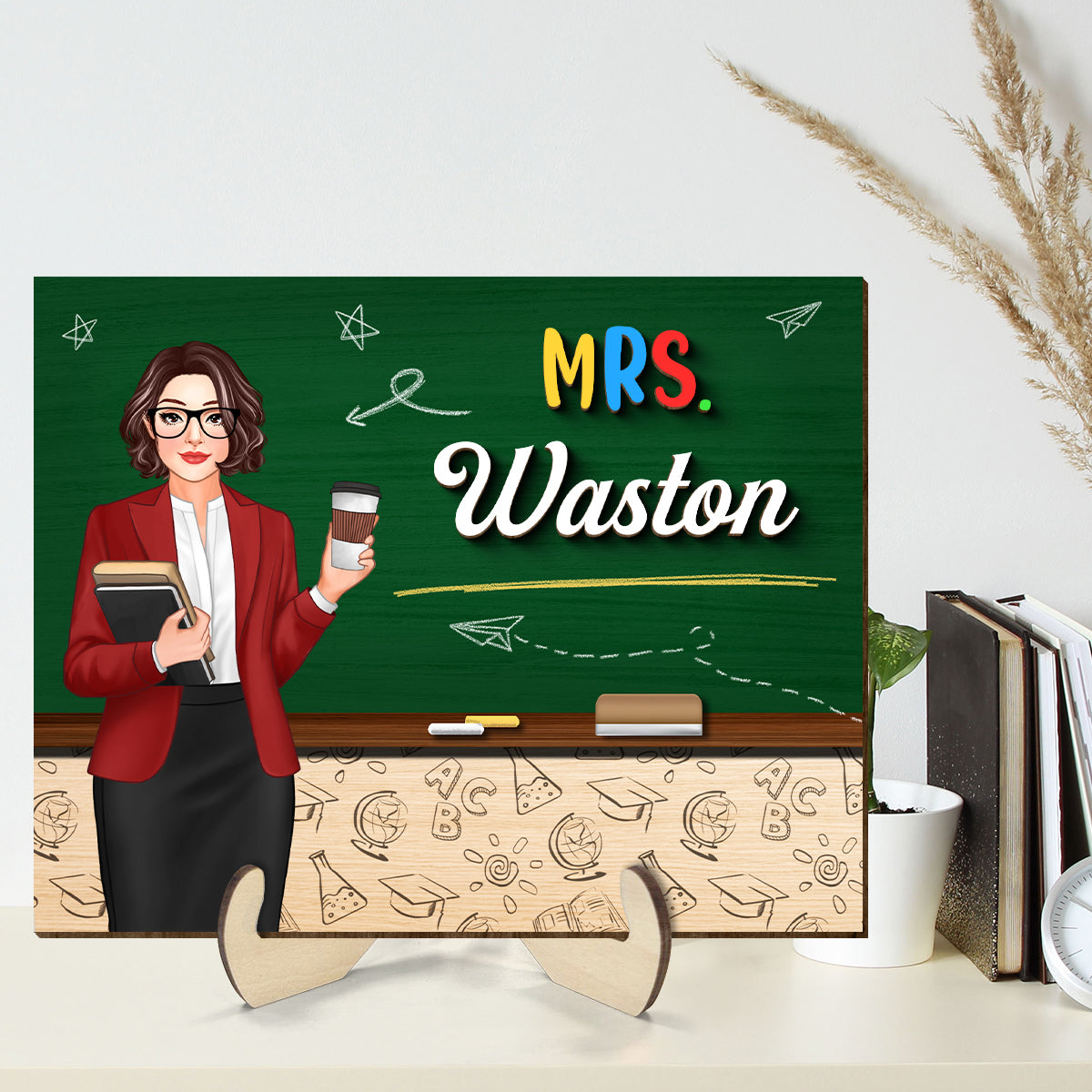 Teacher Sign Blackboard Gift For Teacher Personalized 2-layer Wooden Plaque