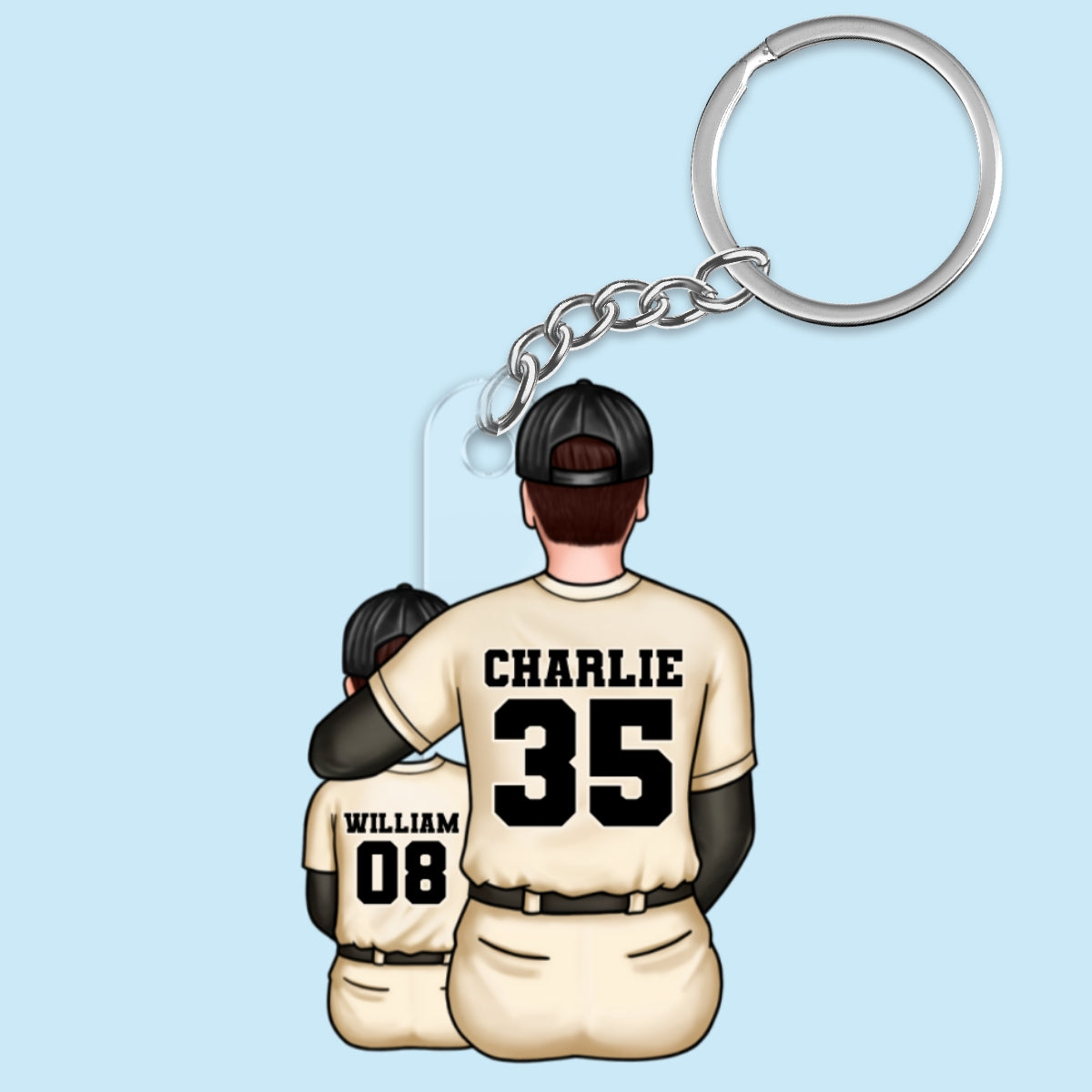 Mom Dad And Kid Baseball Personalized Acrylic Keychain