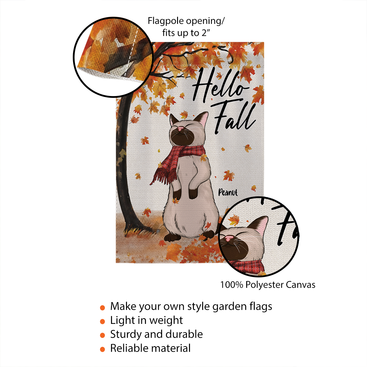 Hello Fall Cute Cat Standing In Fall Breeze - Personalized Garden Flag - Fall Season Decor For Cat Lover