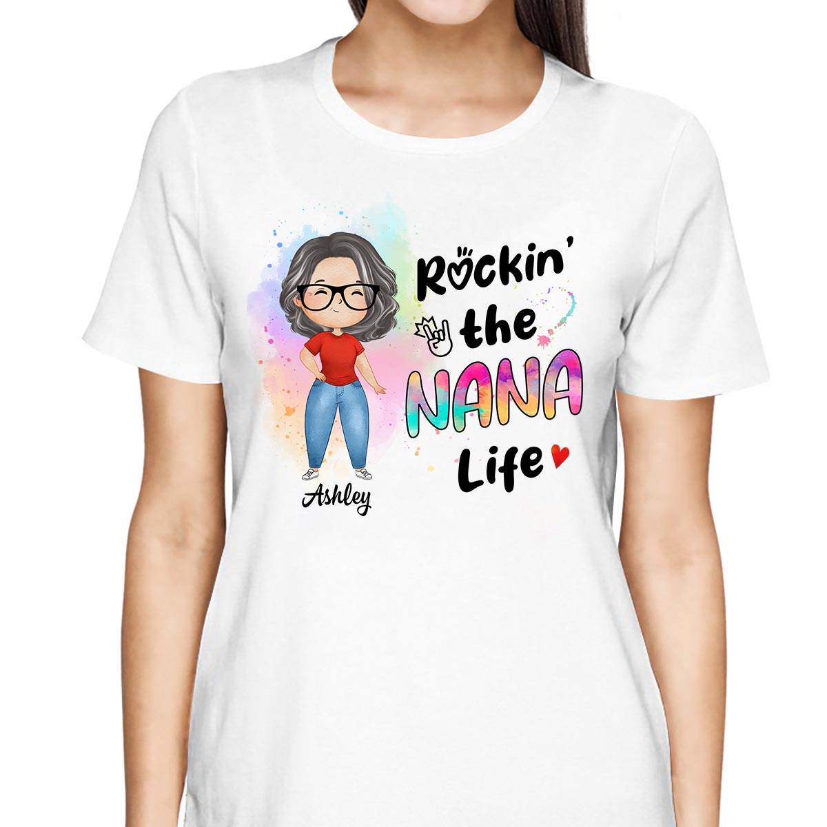 Rockin‘ Grandma Life New Style Watercolor Personalized Shirt