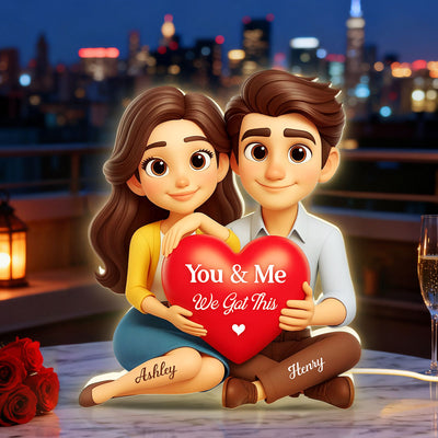 Eternal Love Cartoon Couple Sitting - Personalized Light Box - Sentimental Gift for him, for her