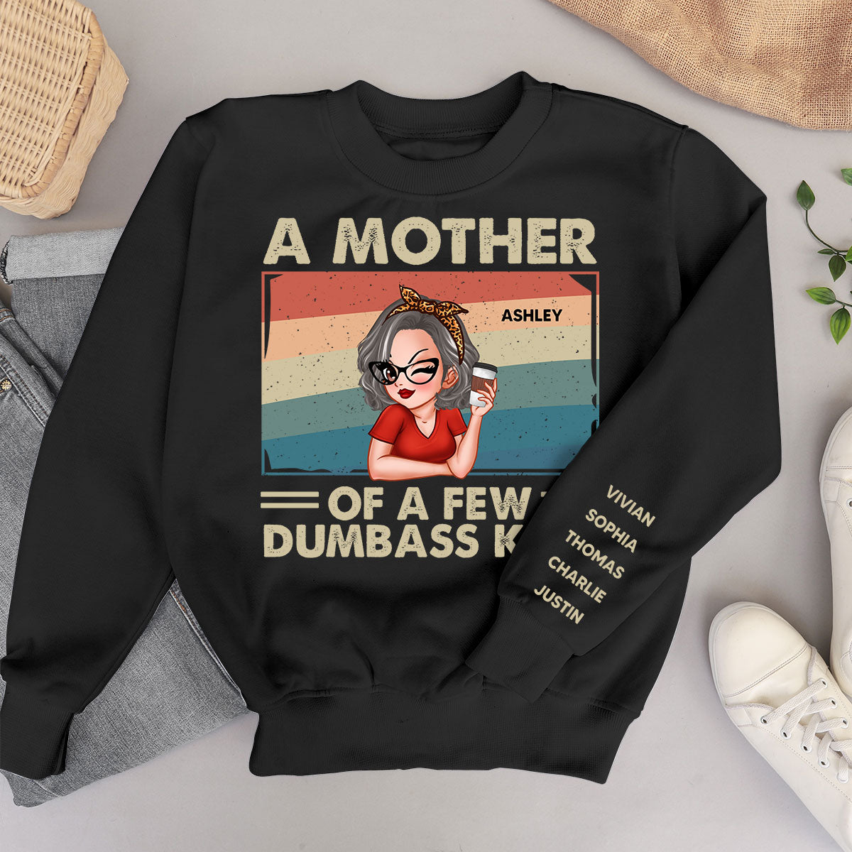 Proud Mother Of A Few Kids Personalized Sleeve Printed Sweatshirt