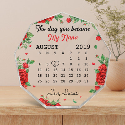 The Day You Became My Mommy Red Rose Personalized Nonagon Plaque