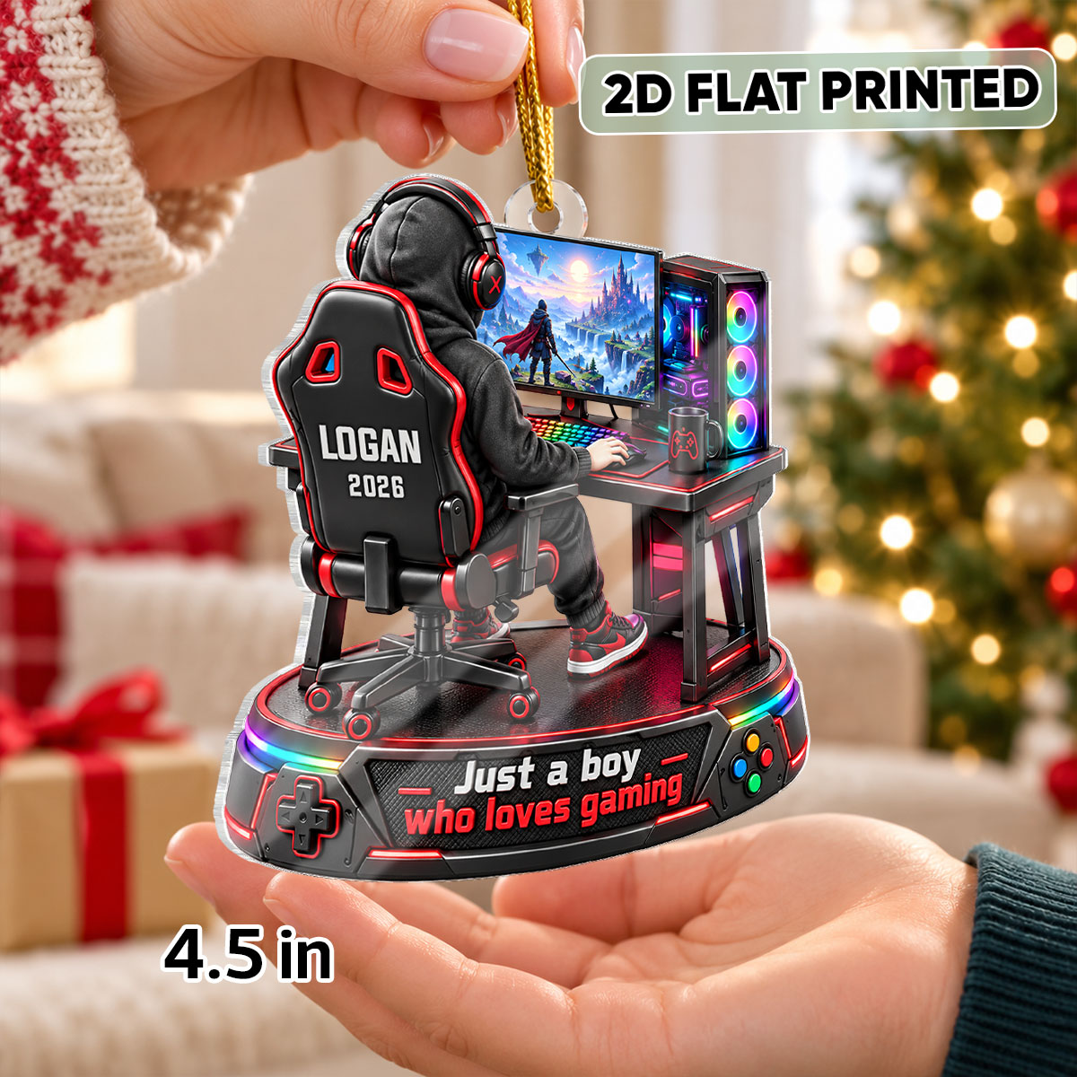 Just a Boy Girl Who Loves Gaming - Personalized Acrylic Ornament - Christmas Gift for Son, Grandson, Daughter, Granddaughter
