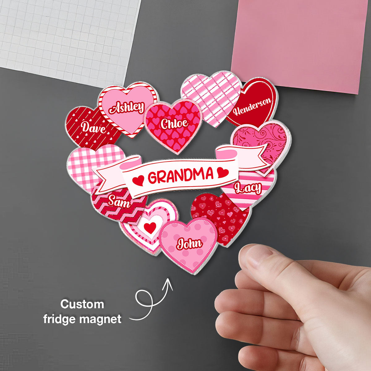 Grandma's Sweethearts Coquette Valentine's Day - Personalized Acrylic Fridge Magnet