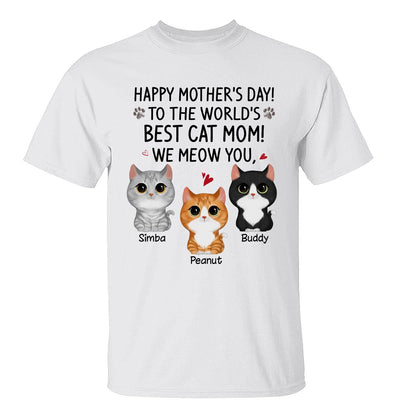 Happy Mother‘s Day Best Cat Mom Watercolor Cute Cats Personalized Shirt