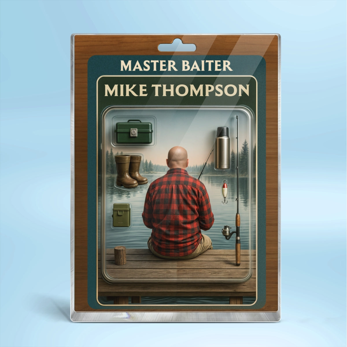 Fishing Dad Grandpa Man Realistic Figure Style Personalized Acrylic Block Plaque