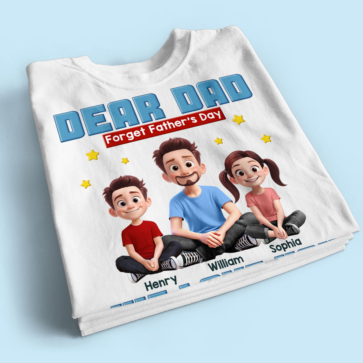 Cartoon Funny Dad And Kids Forget Father's Day Personalized Shirt, Gift For Dad