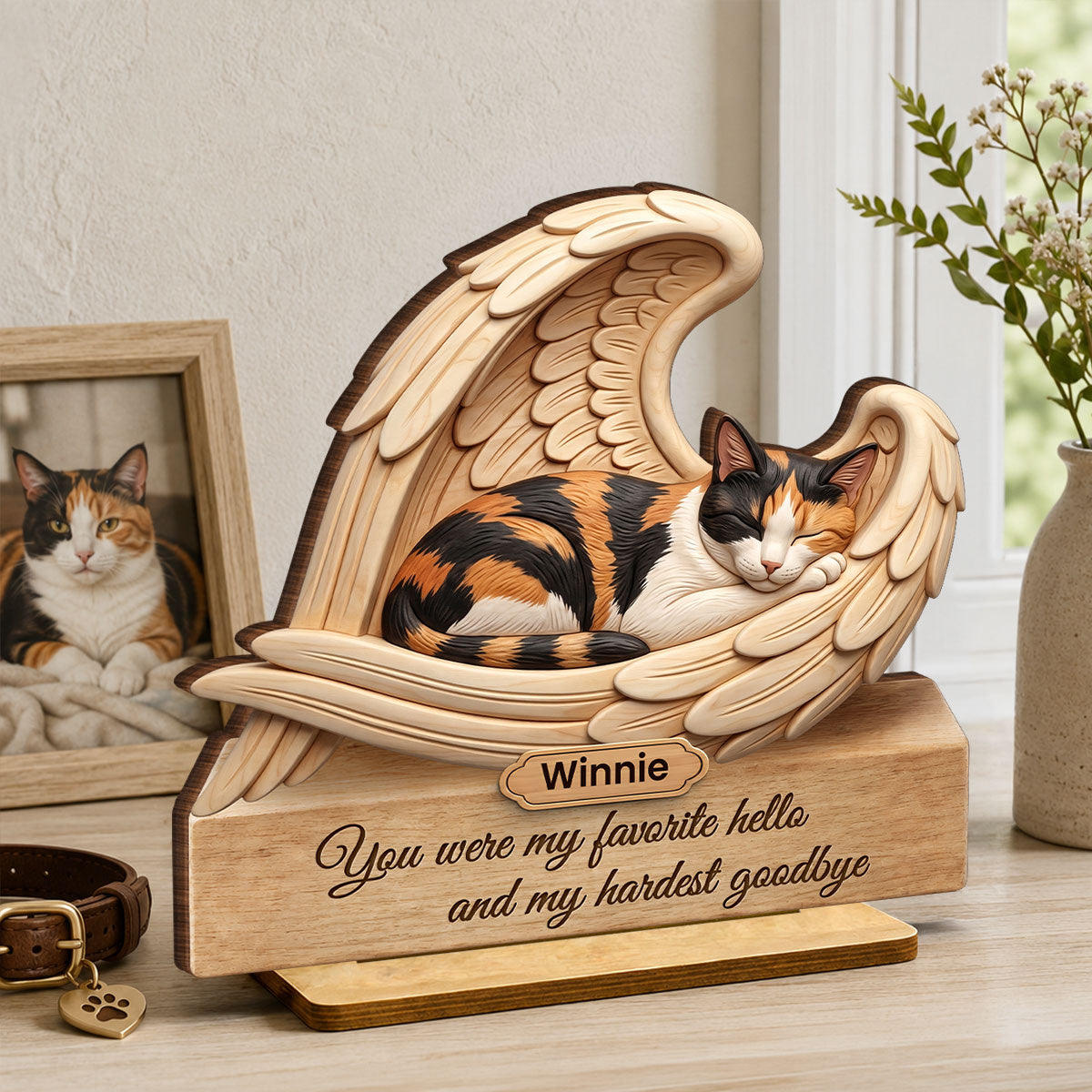 Cat Memorial I Loved You Your Whole Life - Personalized 2-Layered Wooden Plaque - Sympathy Pet Loss Gift