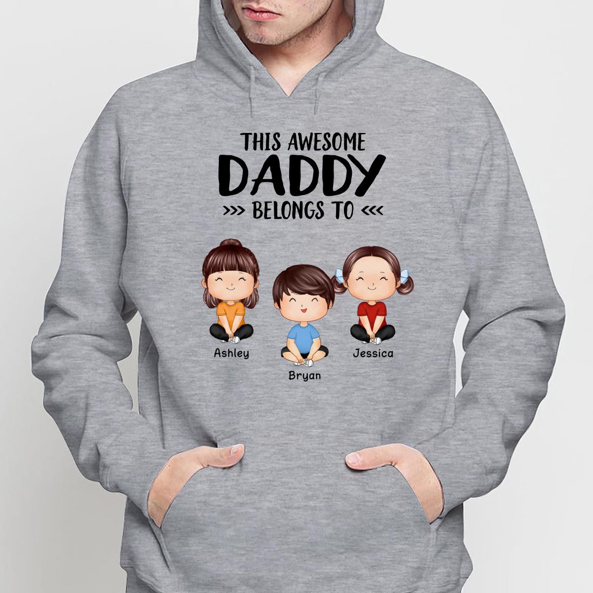 This Awesome Daddy Mommy Grandpa Grandma Belongs To Doll Kids Watercolor Styles Sitting Personalized Shirt
