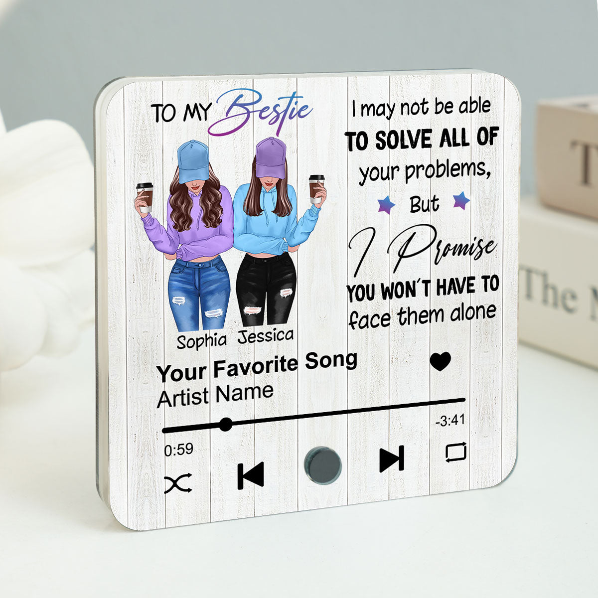 To My Bestie Personalized Personalized Music Fridge Magnet, Heartfelt Gift For Best Friends, BFF