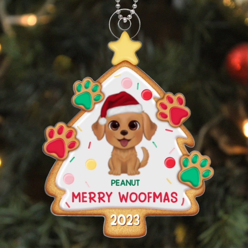 Merry Christmas Cute Dogs Cats Gingerbread Christrmas Tree Personalized Acrylic Ornament