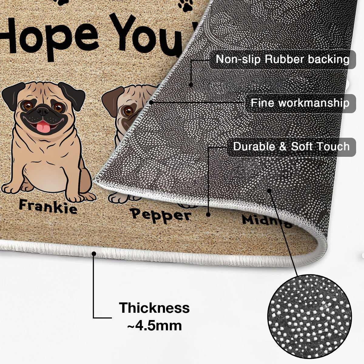 Hope You Like Pugs Personalized Doormat, Home Decor For Pug Lover