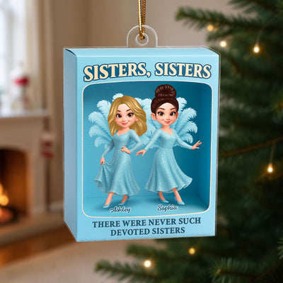 Cute Cartoon Sisters Besties Blue Dress Toy Box Figure Style Personalized Acrylic Ornament