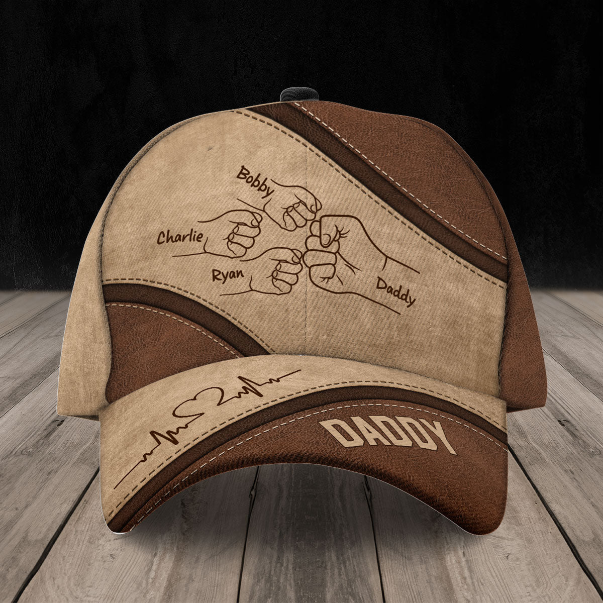Daddy's Team Fist Bump Personalized Classic Cap, Anniversary Gift For Dad, For Grandpa, For Husband