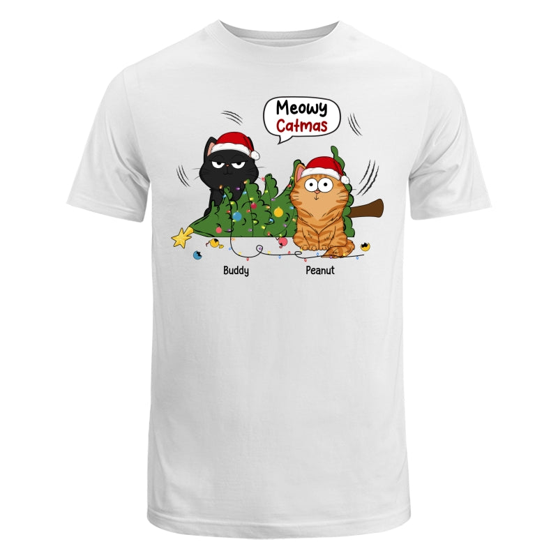Meowy Catmas Funny Cats Knocked Down Christmas Tree Personalized Shirt