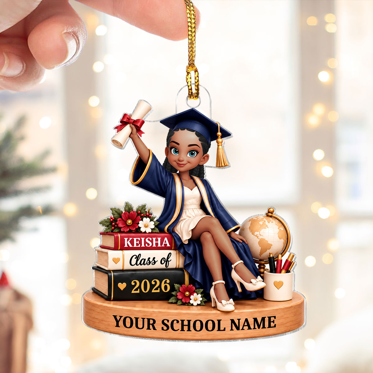 Beautiful Graduation Girl Class of 2026 2027 2028 2029 Keepsake - Personalized Acrylic Ornament - Christmas Gift, Graduation Gift For Graduates, Senior, Granddaughter, Daughter