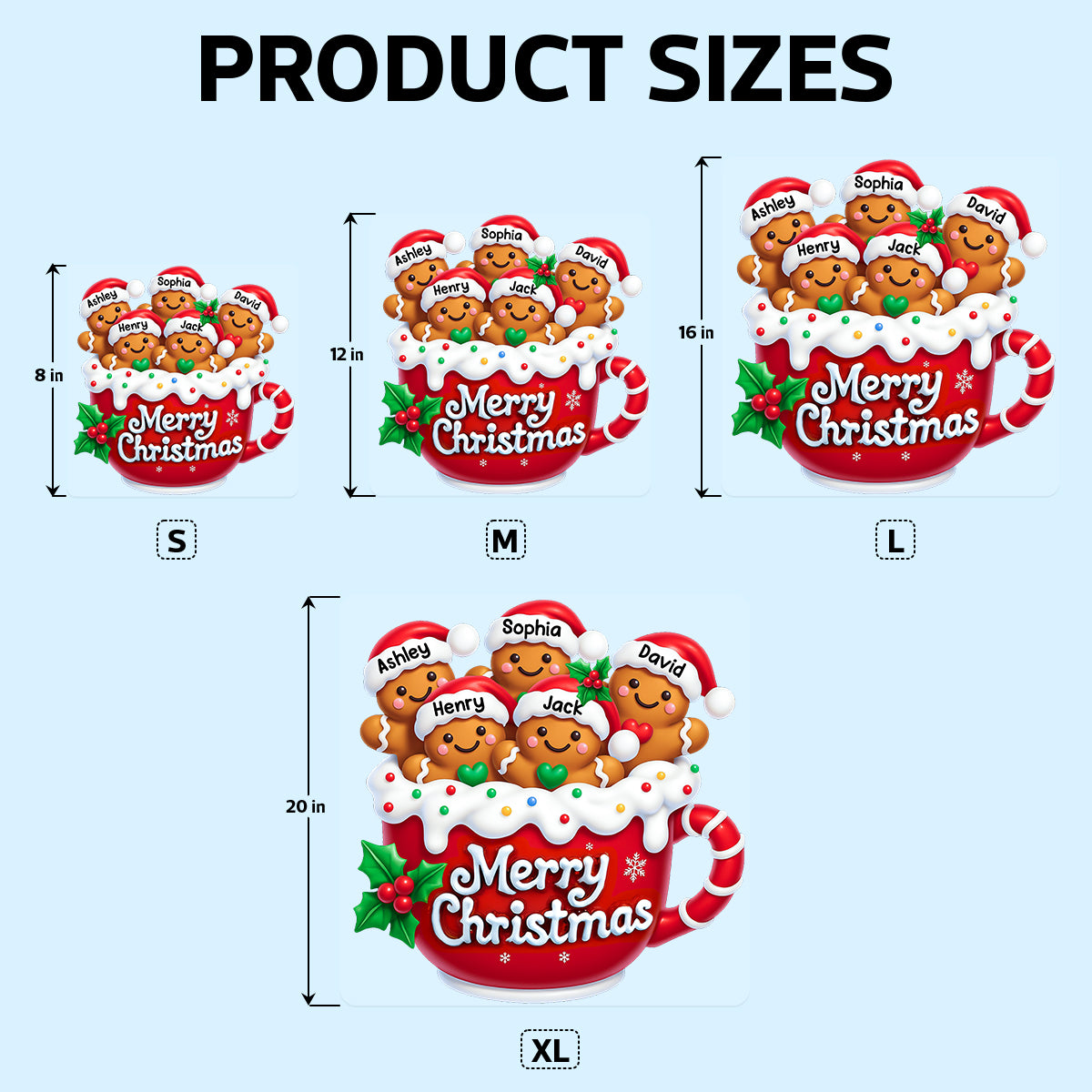 Merry Christmas Gingerbread Family Personalized Decal