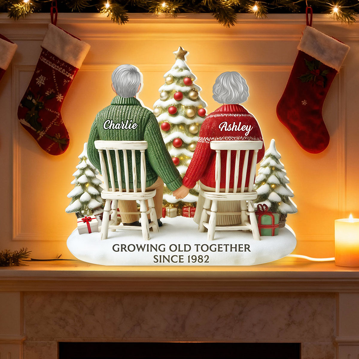 3D Effect Couple Growing Old Together - Personalized Light Box
