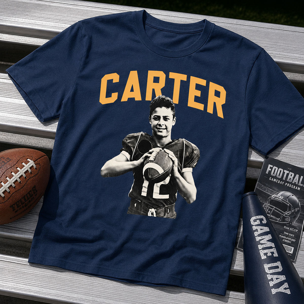 Custom Photo Retro Vintage Portrait - Personalized Shirt - Trendy Fall Tee for Football Mom