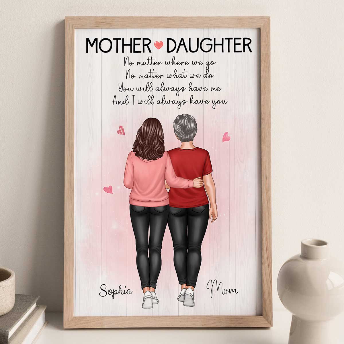Mother And Daughter No Matter What Mother‘s Day Gift Personalized Vertical Poster
